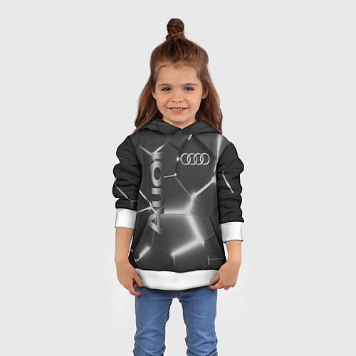Детская толстовка AUDI GREY 3D ПЛИТЫ / 3D-Белый – фото 4