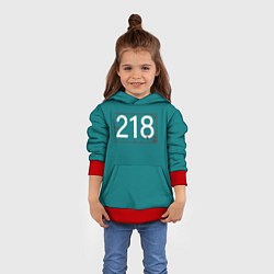 Толстовка-худи детская Игрок в кальмара 218, цвет: 3D-красный — фото 2
