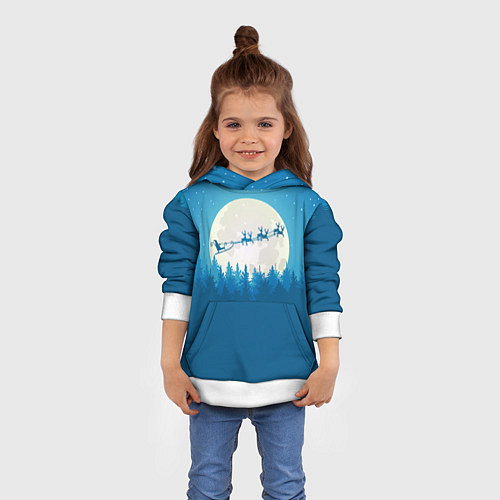 Детская толстовка Санта с Оленями / 3D-Белый – фото 4