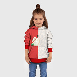 Толстовка-худи детская Дед Мороз селфи, цвет: 3D-красный — фото 2