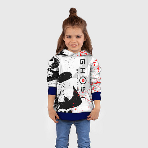 Детская толстовка GHOST OF TSUSHIMA ПРИЗРАК ЦУСИМЫ БЕЛЫЙ / 3D-Синий – фото 4