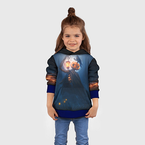 Детская толстовка ТЫКВИННЫЙ МОНСТР В ТУМАНЕ ХЕЛЛОУИН / 3D-Синий – фото 4