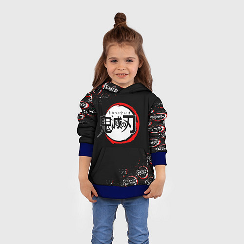 Детская толстовка КЛИНОК РАССЕКАЮЩИЙ ДЕМОНОВ БРЫЗГИ КРАСОК / 3D-Синий – фото 4