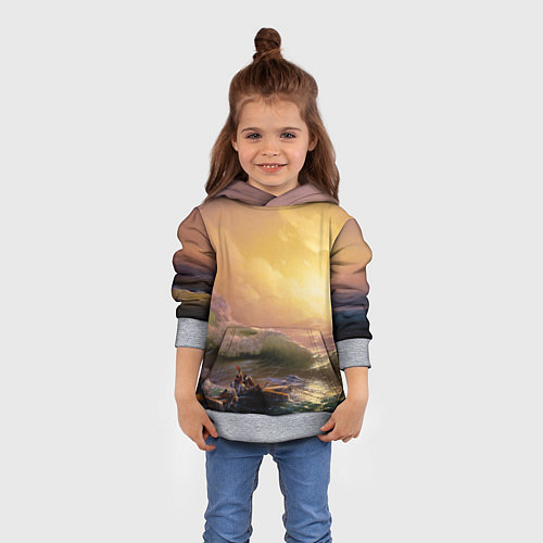 Детская толстовка Шторм в море девятый вал / 3D-Меланж – фото 4