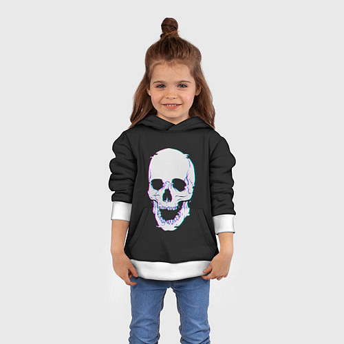 Детская толстовка Неоновый светящийся череп / 3D-Белый – фото 4