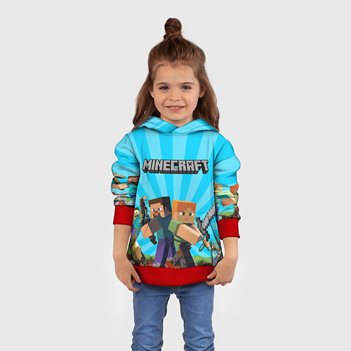 Детская толстовка МАЙНКРАФТ ГЕРОИ ИГРЫ MINECRAFT / 3D-Красный – фото 4