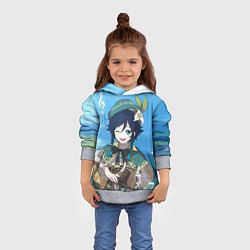Толстовка-худи детская Венти Genshin Impact, цвет: 3D-меланж — фото 2