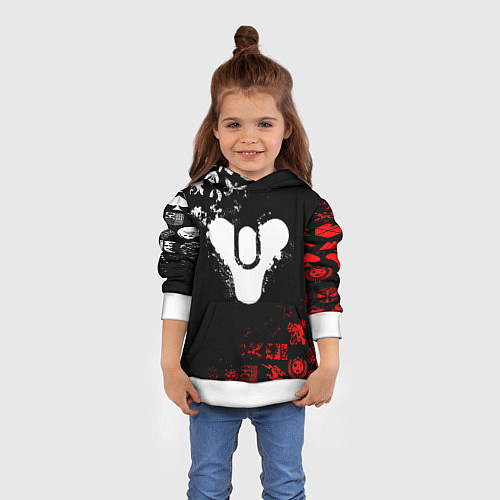 Детская толстовка DESTINY 2 RED & WHITE PATTERN LOGO / 3D-Белый – фото 4