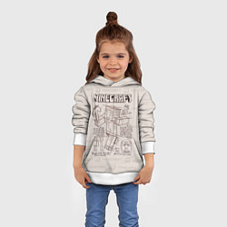 Толстовка-худи детская Витрувианский человек Стив Minecraft, цвет: 3D-белый — фото 2