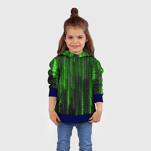 Детская толстовка Матрица двоичный код / 3D-Синий – фото 4