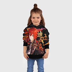 Толстовка-худи детская Genshin Impact - Дилюк, цвет: 3D-черный — фото 2