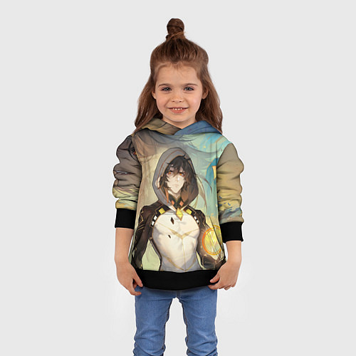 Детская толстовка Чжун Ли, Zhongli, Genshin Impact / 3D-Черный – фото 4