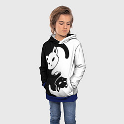 Толстовка-худи детская Черный и белый кот кувыркаются, цвет: 3D-синий — фото 2