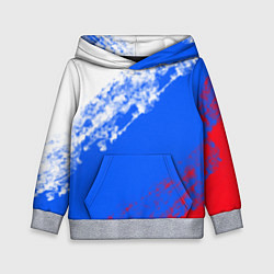 Толстовка-худи детская Флаг РФ триколор, цвет: 3D-меланж