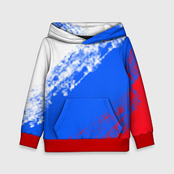 Толстовка-худи детская Флаг РФ триколор, цвет: 3D-красный