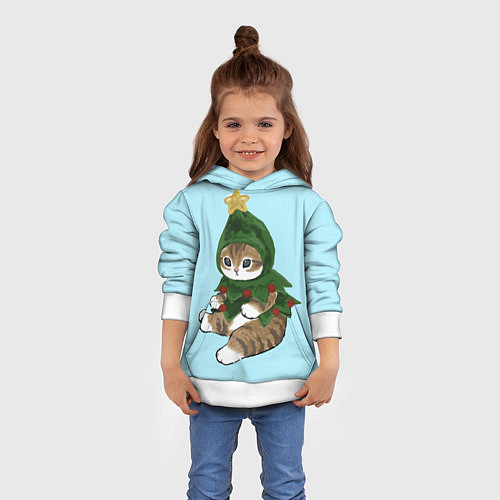Детская толстовка Кот-ёлочка / 3D-Белый – фото 4