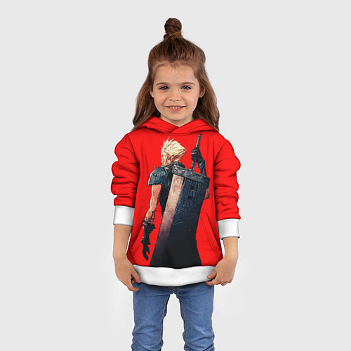 Детская толстовка Клауд С мечом final fantasy / 3D-Белый – фото 4