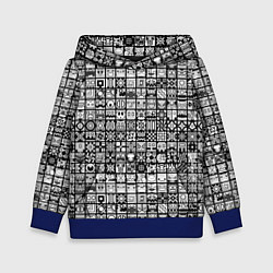 Толстовка-худи детская Geometry Dash: BW Pattern, цвет: 3D-синий