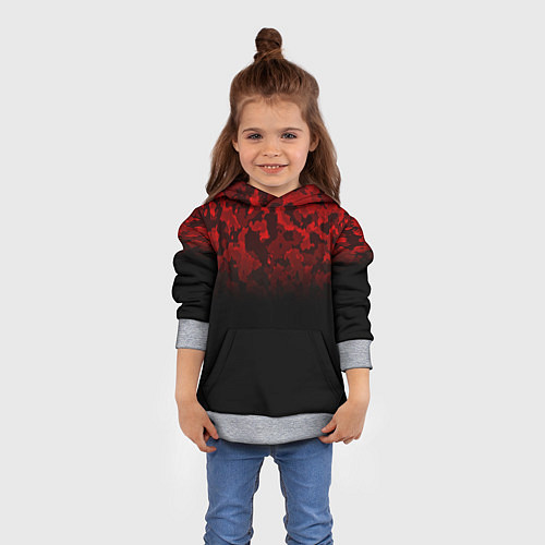 Детская толстовка BLACK RED CAMO RED MILLITARY / 3D-Меланж – фото 4