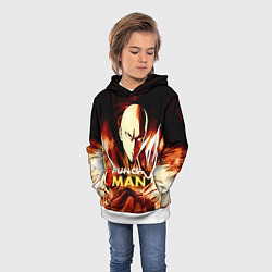 Толстовка-худи детская Огненный Сайтама One Punch-Man, цвет: 3D-белый — фото 2