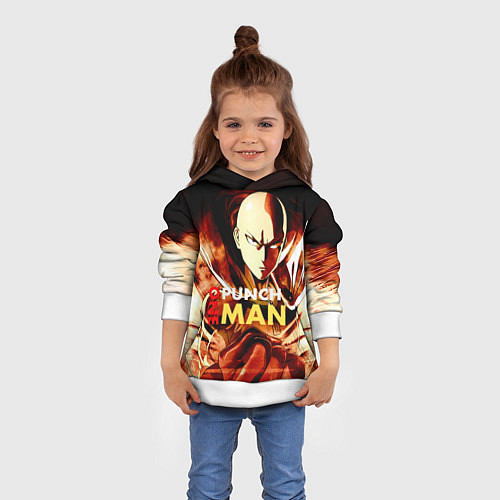 Детская толстовка Огненный Сайтама One Punch-Man / 3D-Белый – фото 4
