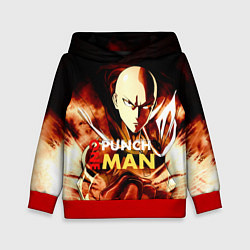 Толстовка-худи детская Огненный Сайтама One Punch-Man, цвет: 3D-красный