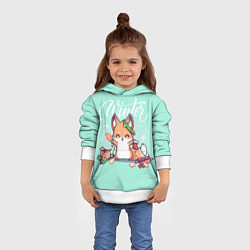 Толстовка-худи детская Зима Новогодний лисенок, цвет: 3D-белый — фото 2