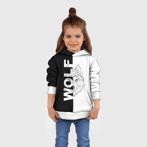 Детская толстовка WOLF Волк / 3D-Белый – фото 4