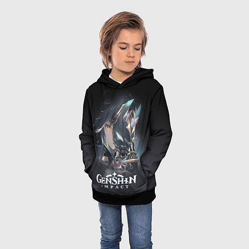 Детская толстовка ГенШин - игра с открытым миром / 3D-Черный – фото 3