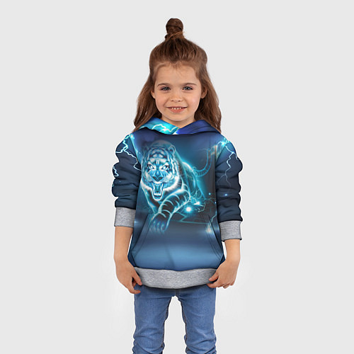 Детская толстовка Молниеносный тигр / 3D-Меланж – фото 4