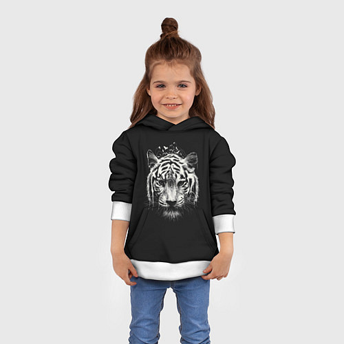 Детская толстовка Черно-Белый Тигр Head / 3D-Белый – фото 4