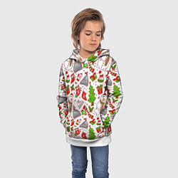 Толстовка-худи детская Новый Год!, цвет: 3D-белый — фото 2
