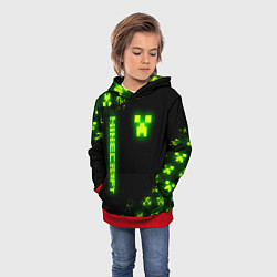 Толстовка-худи детская MINECRAFT NEON LOGO CREEPER, цвет: 3D-красный — фото 2