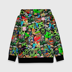 Толстовка-худи детская МАЙНКРАФТ ВСЕ ГЕРОИ И ПРЕДМЕТЫ, цвет: 3D-черный