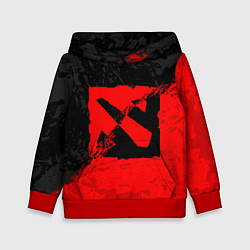 Детская толстовка DOTA 2 RED BLACK LOGO, БРЫЗГИ КРАСОК