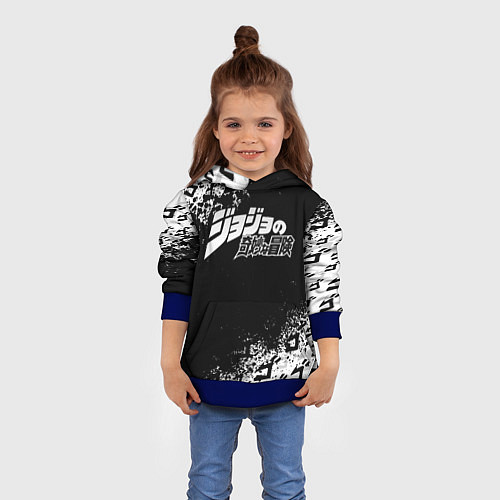 Детская толстовка JOJOS BIZARRE ADVENTURE БРЫЗГИ КРАСОК СИМВОЛЫ / 3D-Синий – фото 4
