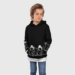Толстовка-худи детская Снеговик на черном фоне, цвет: 3D-белый — фото 2