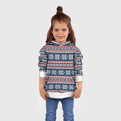 Толстовка-худи детская Knitted Christmas Pattern, цвет: 3D-белый — фото 2