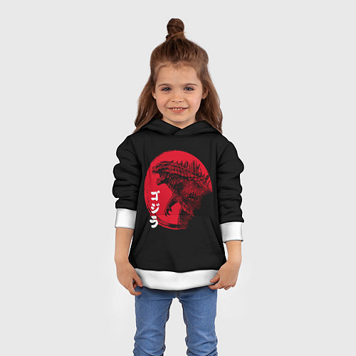 Детская толстовка ГОДЗИЛА, ИЕРОГЛИФЫ / 3D-Белый – фото 4