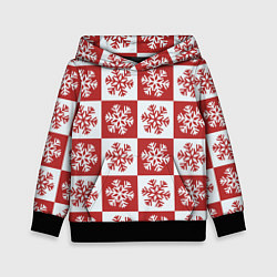 Толстовка-худи детская Шахматные Снежинки, цвет: 3D-черный