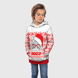 Толстовка-худи детская НОВОГОДНИЙ ТИГР 2022, цвет: 3D-красный — фото 2