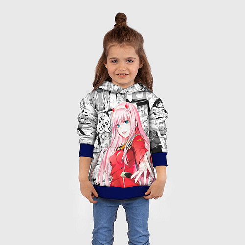 Детская толстовка Zero Two Зеро ту на манге фрейм / 3D-Синий – фото 4