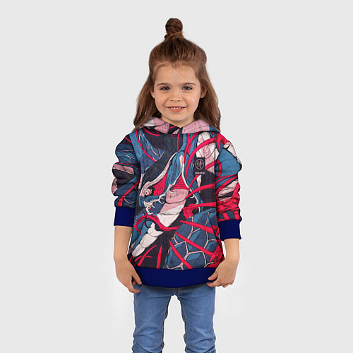 Детская толстовка Самурай Якудза, змей, скелет / 3D-Синий – фото 4