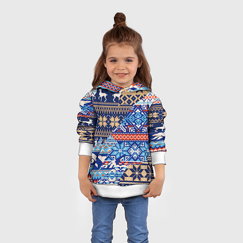 Детская толстовка НОВОГОДНИЙ УЗОР ОЛЕНИ И МЕДВЕДИ НОВЫЙ ГОД 2022 / 3D-Белый – фото 4