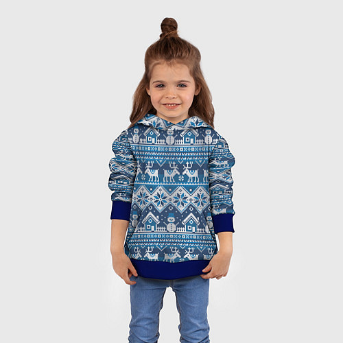 Детская толстовка Christmas Pattern / 3D-Синий – фото 4