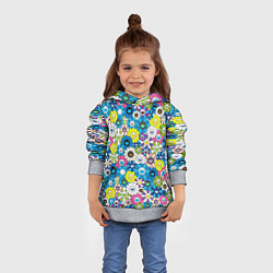 Толстовка-худи детская Takashi Murakami Улыбающиеся цветы, цвет: 3D-меланж — фото 2