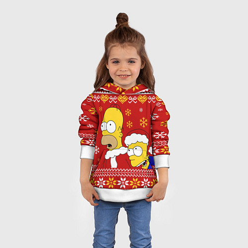 Детская толстовка Новогодний Гомер и Барт Симпсоны / 3D-Белый – фото 4