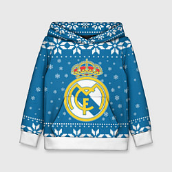 Толстовка-худи детская Реал Мадрид Новогодний, цвет: 3D-белый