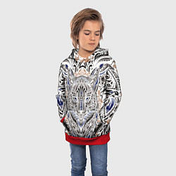 Толстовка-худи детская БЕЛАЯ ЭТНИЧЕСКА ЛИСА WHITE FOX, цвет: 3D-красный — фото 2