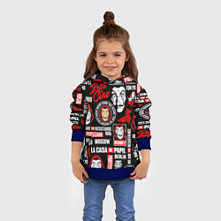 Толстовка-худи детская БУМАЖНЫЙ ДОМ ЛОГОБОМБИНГ LA CASA DE PAPEL, цвет: 3D-синий — фото 2